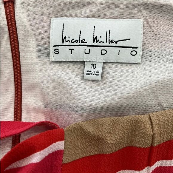 🎁3/$30🎁 Nicole Miller Studio Size 10 Wrap  Striped Dress - Picture 6 of 7